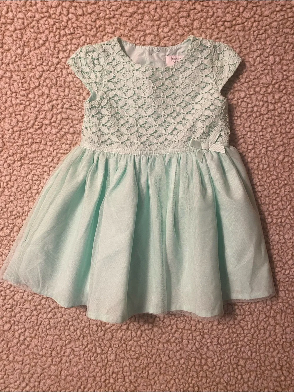 Carters Just One You Dress Tulle Skirt Lace Bodice Mint Green Left Side Bow